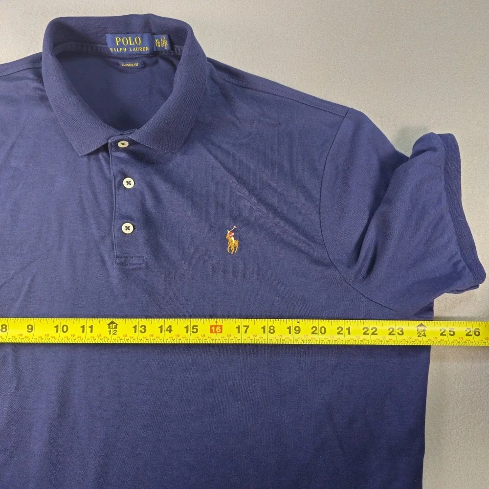 Polo Ralph Lauren Mens XL Tall Navy Blue Classic Fit Cotton Short Sleeve Polo